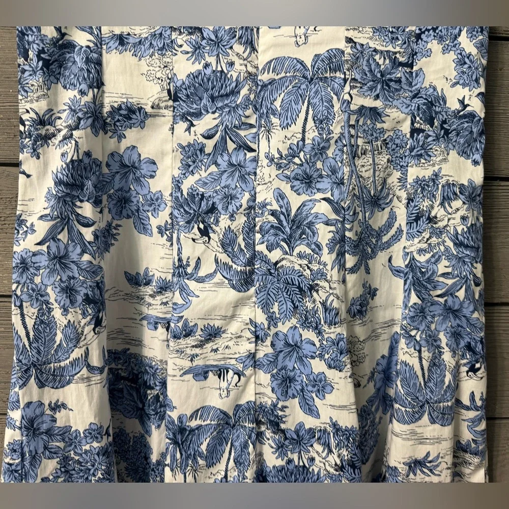 NWOT Joie White Blue Hawaiian Print Cap Sleeve Fit & Flare Midi Dress Sz 4 - Picture 10 of 14